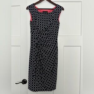 Connected Apparel Sleeveless Navy & White Midi Dress